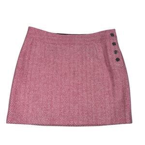 Vineyard Vines Herringbone Mini Skirt Pink Womens 8 Wool Blend Lined Side Button